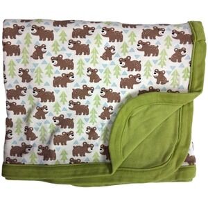 Apple‎ Park Organic Cotton Baby Blanket Green Trees Bear 26x32 Double Layer 2ply